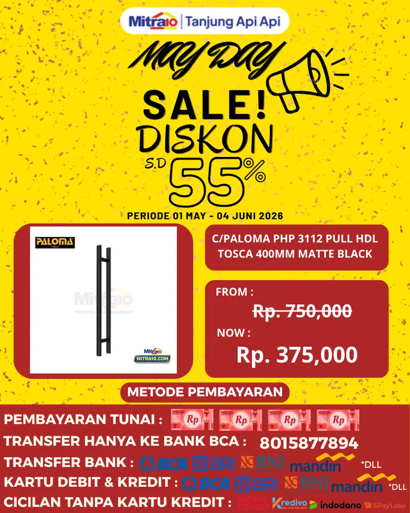 Paloma Gagang Pintu PHP 3112 TOSCA 400MM Hitam