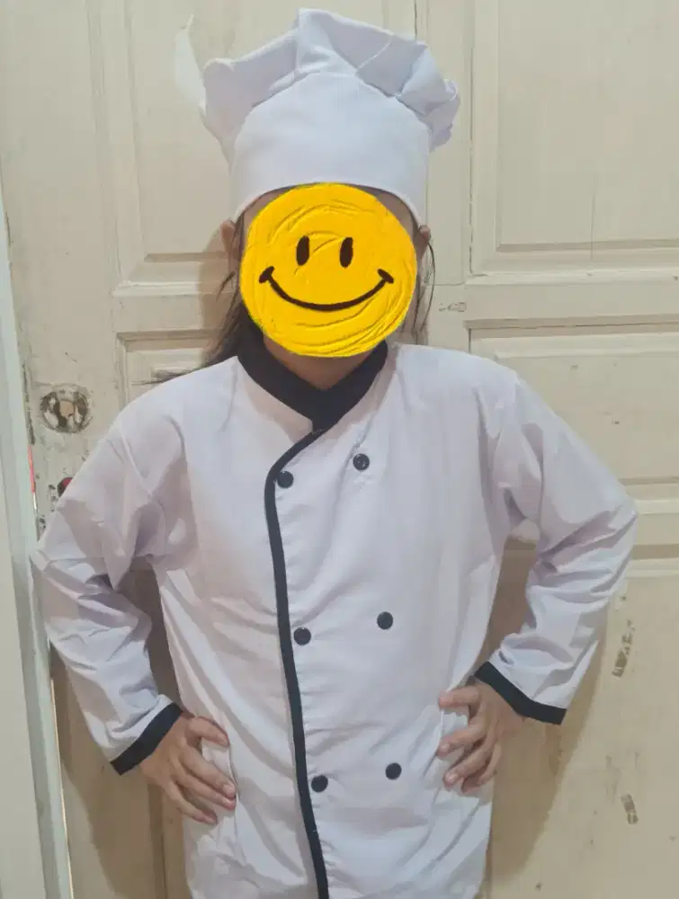 Kostum Baju Chef dan Topi Koki Anak