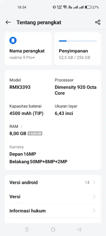 Jual Realme 9 pro plus 5G, 8/256 Biru full set