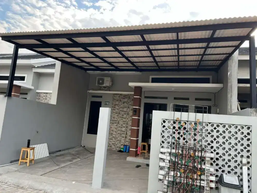 Pemasangan kanopi alderon single layer