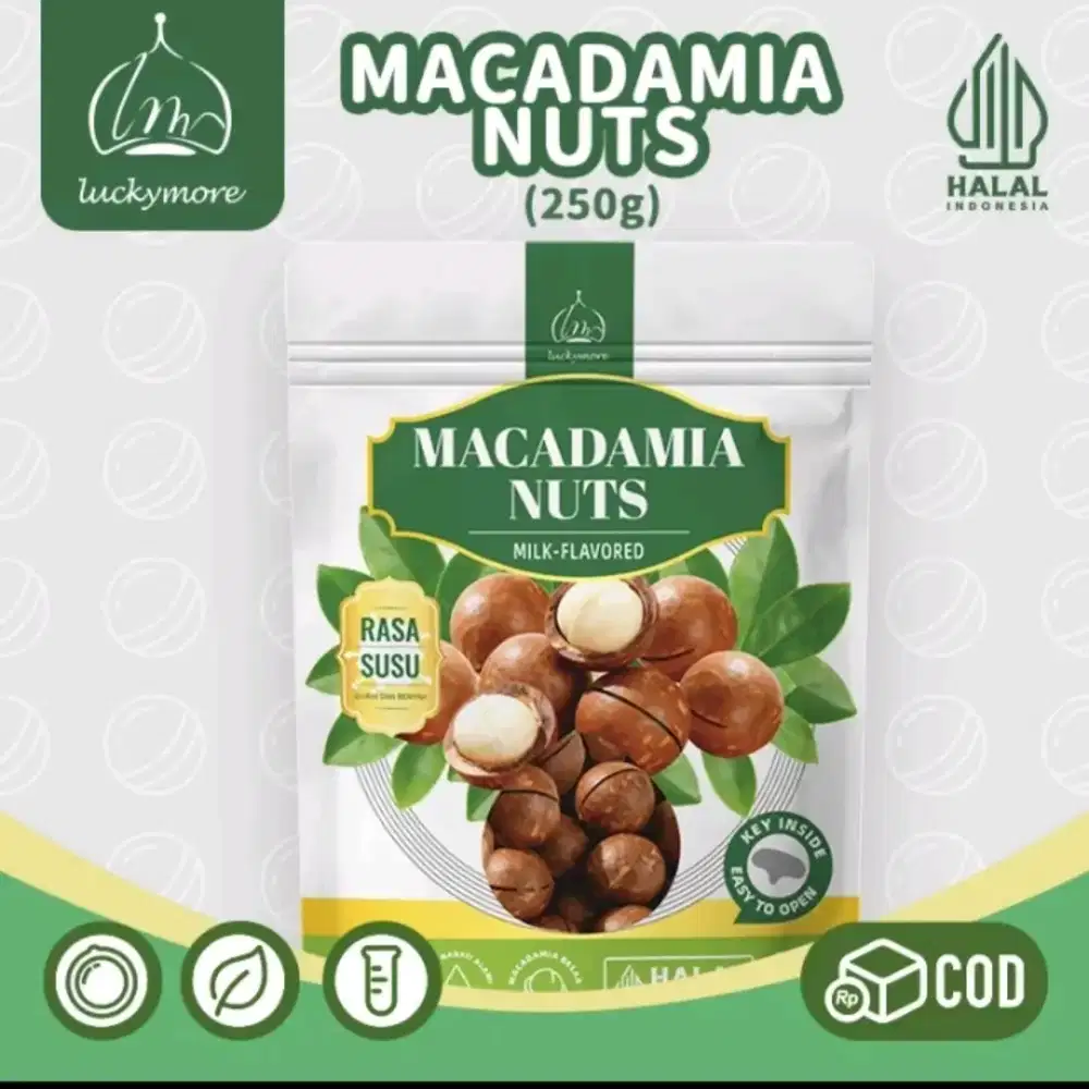 [Luckymore]Macadamia Nuts Rasa Susu 250gr HALAL Cemilan Sehat.