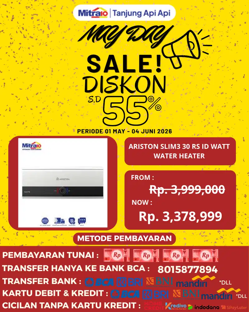 Ariston Water Heater SLIM3 30 RS ID 350 Watt