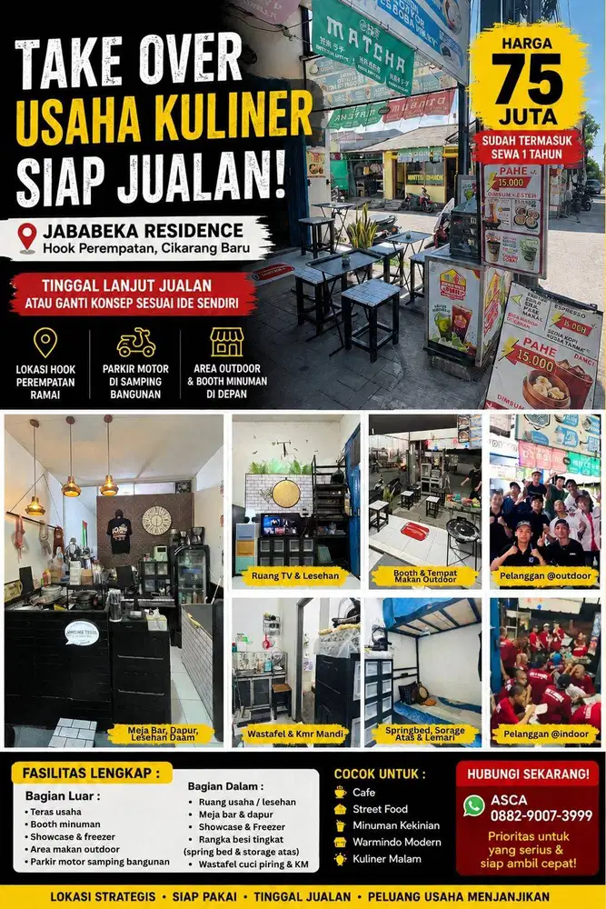 TAKE OVER USAHA KEDAI KULINER HOOK STRATEGIS DI JABABEKA CIKARANG BARU