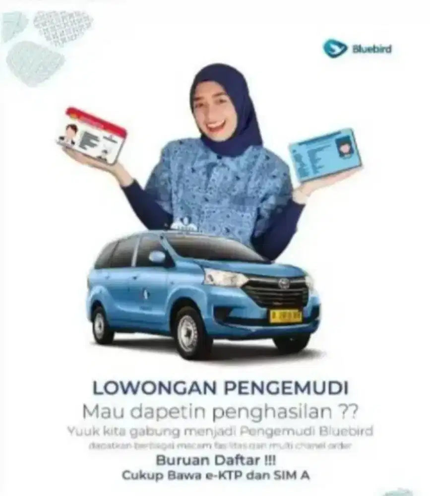 Loker driver taksi blue bird pria dan wanita pool Radin inten