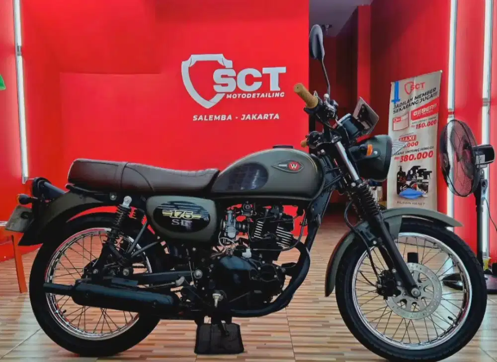 JualCpt90%LikeNew KM19Rb PjkMar27 KAWASAKI W175 2023 SE HIJAU ARMY