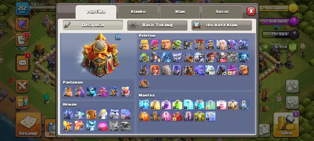 Akun COC TH 16 hampir max