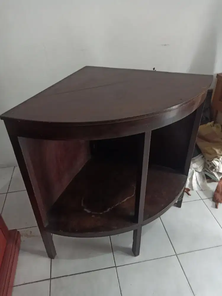 Meja sudut kayu jati tua antiq