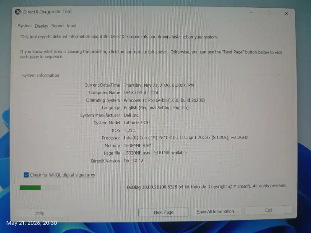 Dell Latitude 7310 core i5 gen 10 ram 16gb sad 256nvme
