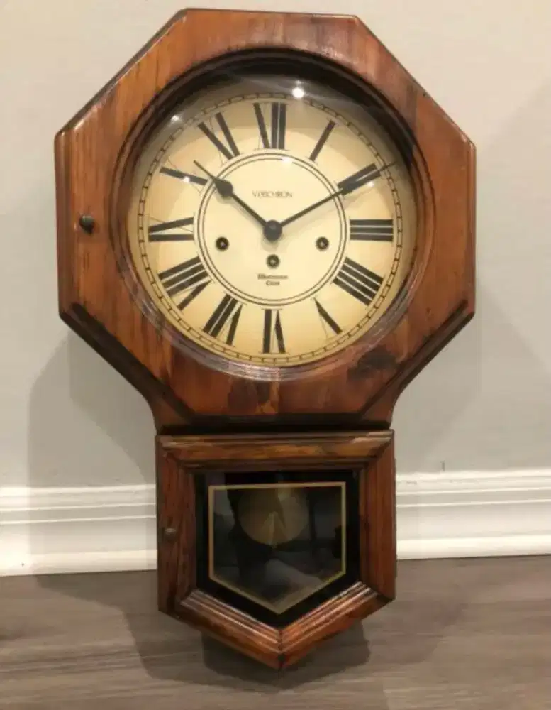 Verichron Westminster jam dinding kayu antik vintage dekorasi original