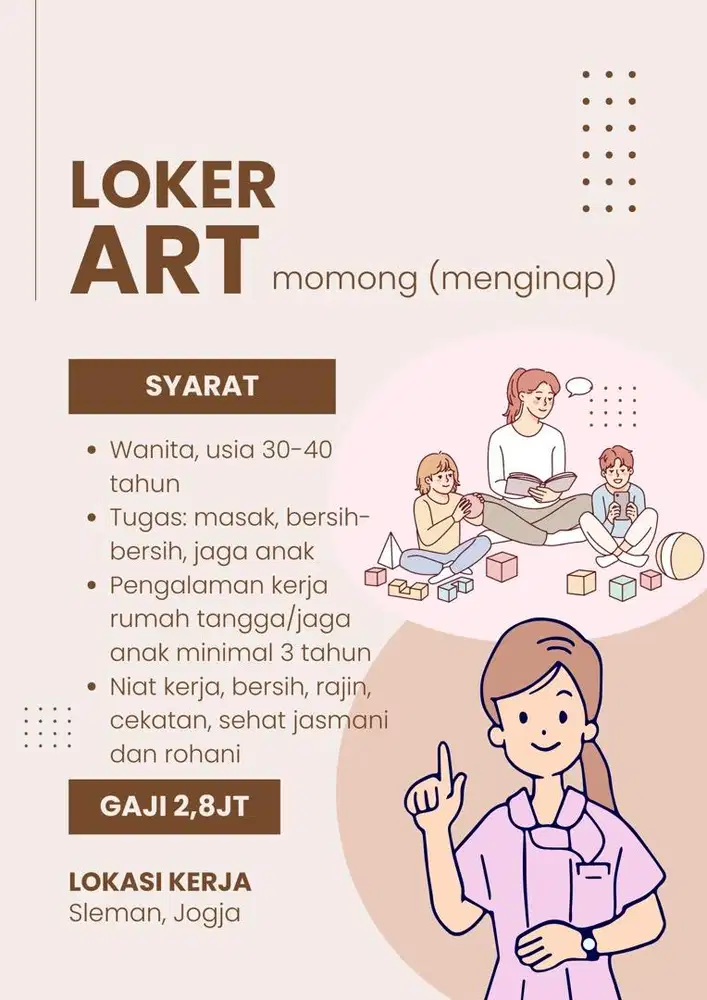 Loker ART Momong Tidur Dalam/Menginap Jogja