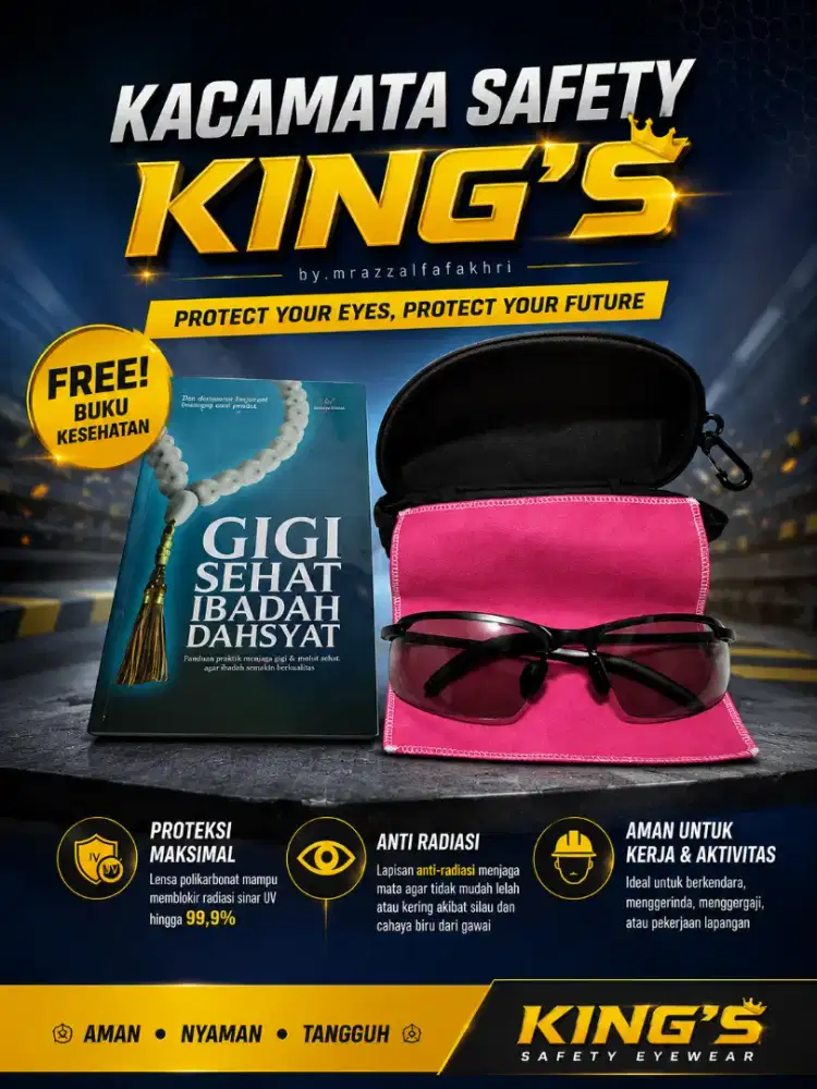 Terlaris! Kacamata Safety King Anti Tadiash