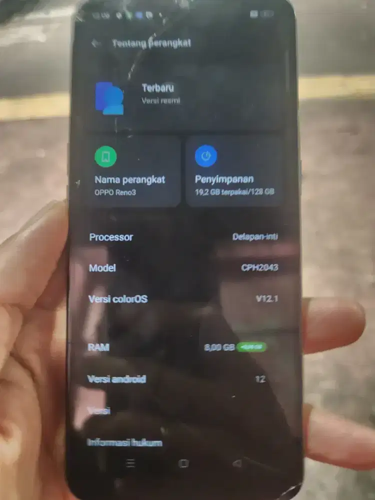 Oppo Reno 3 ram 8+4/128gb minus