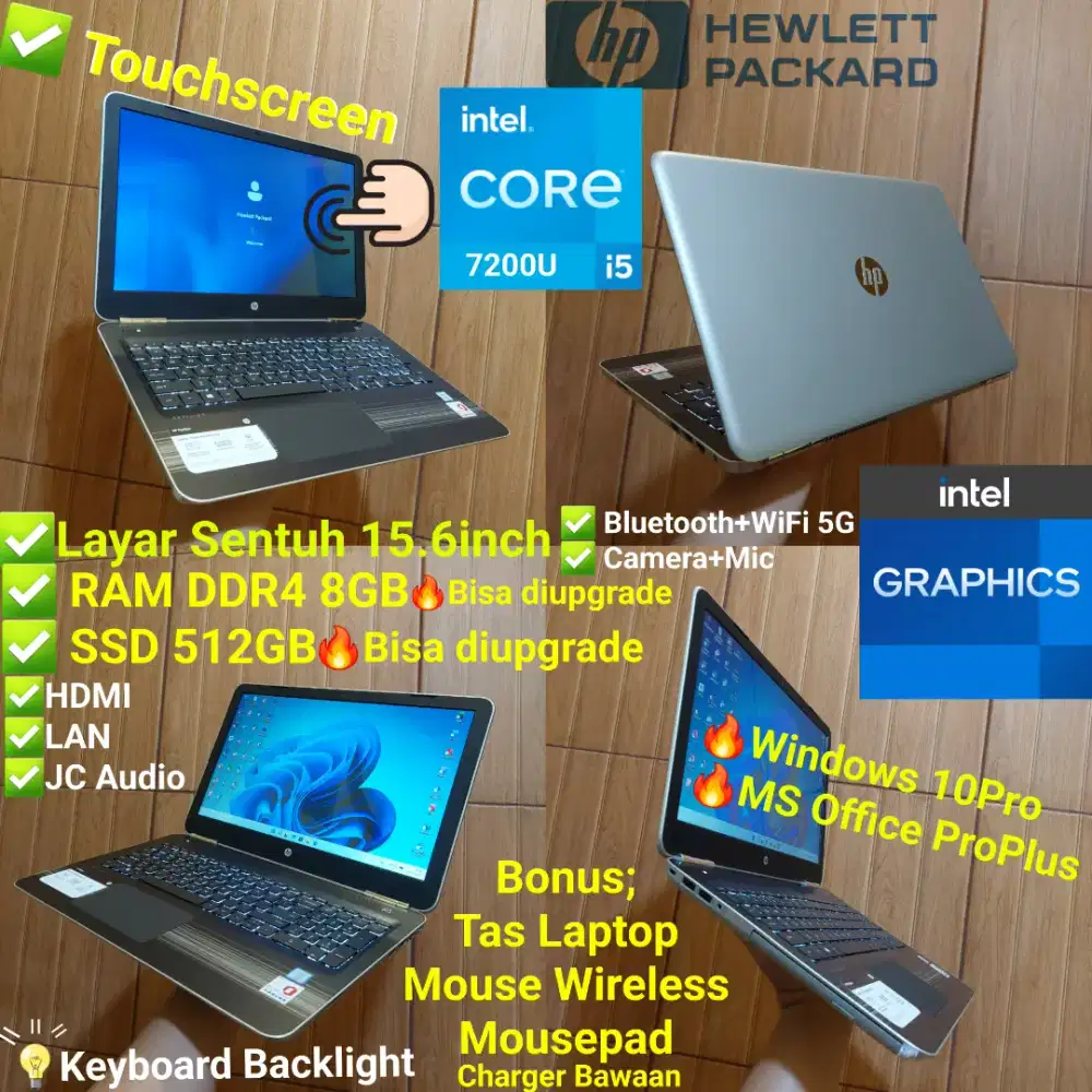 Laptop HP Touchsreen 15.6inch intel i5 RAM 8GB DDR4 SSD 512GB