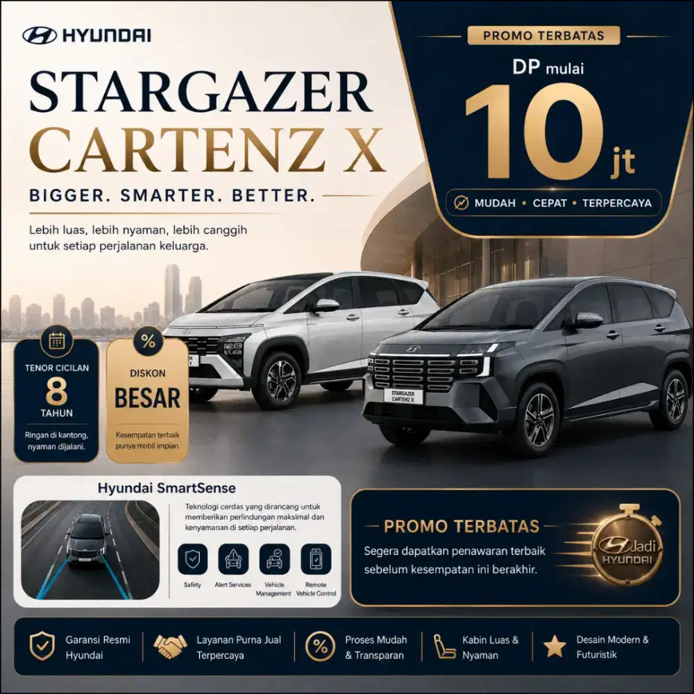 Hyundai Stargazer Cartenz x prime mobil Baru 2026 trend essential ivt