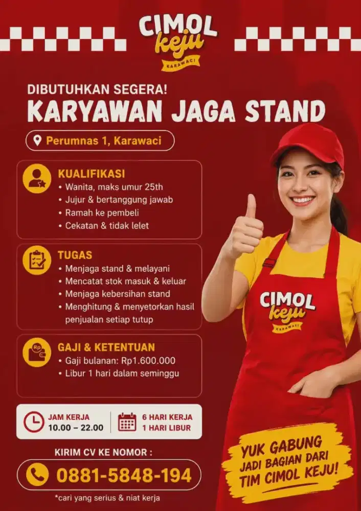 Dibutuhkan Karyawan Jaga Stand