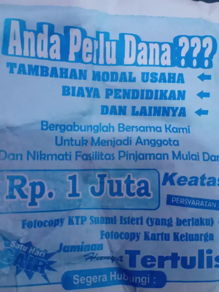 Keperluan pribadi nambah modal
