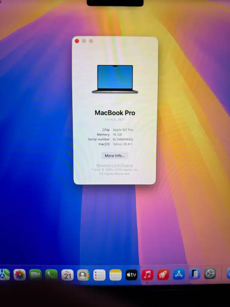 Macbook M1 Pro 14 Inch Ram 16 Ssd 1 Tb lengkap full set Space Grey