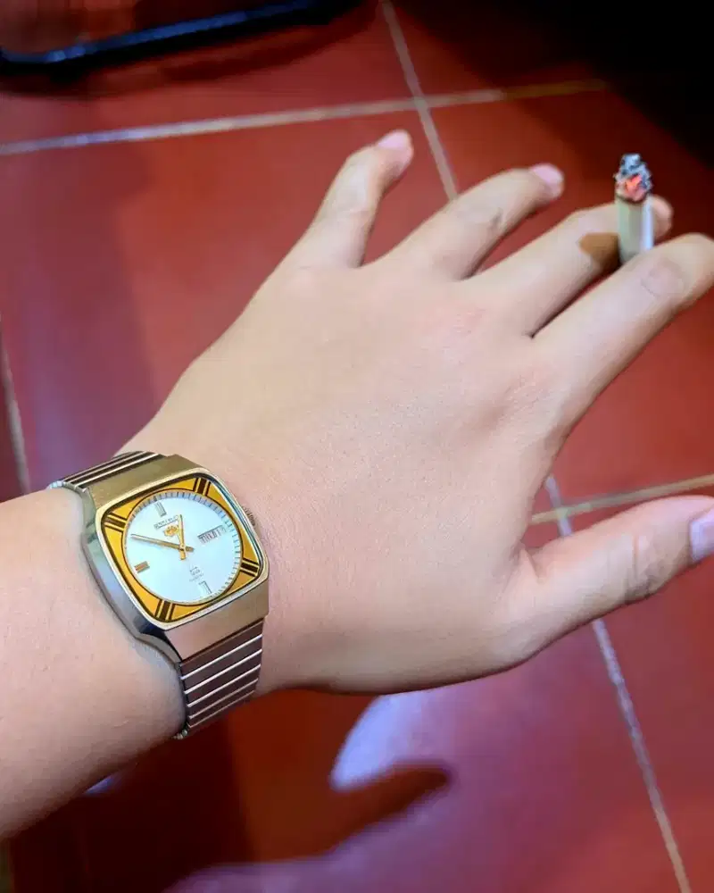 Jam Tangan Seiko 7123-5270 Rare vintage Seiko Lions Head! Gold W/DayD