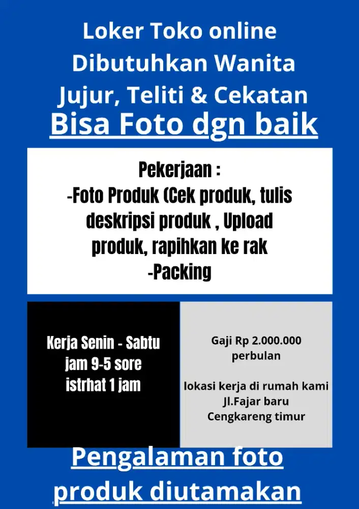 Lowongan kerja toko online