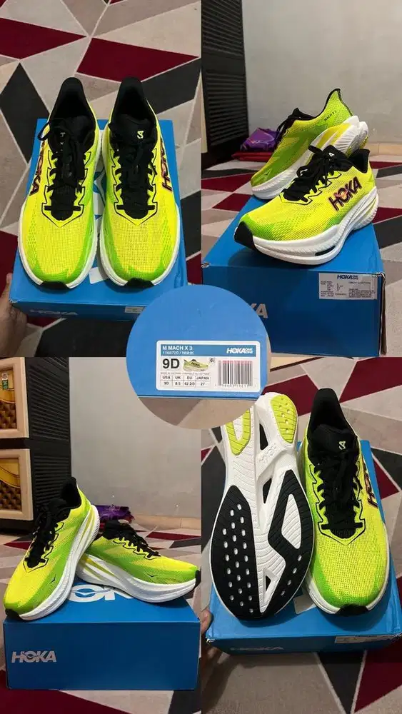 Jual cepat!! Hoka Mach X 3Mens Running-Neon hoka Citrus/Neon Lime