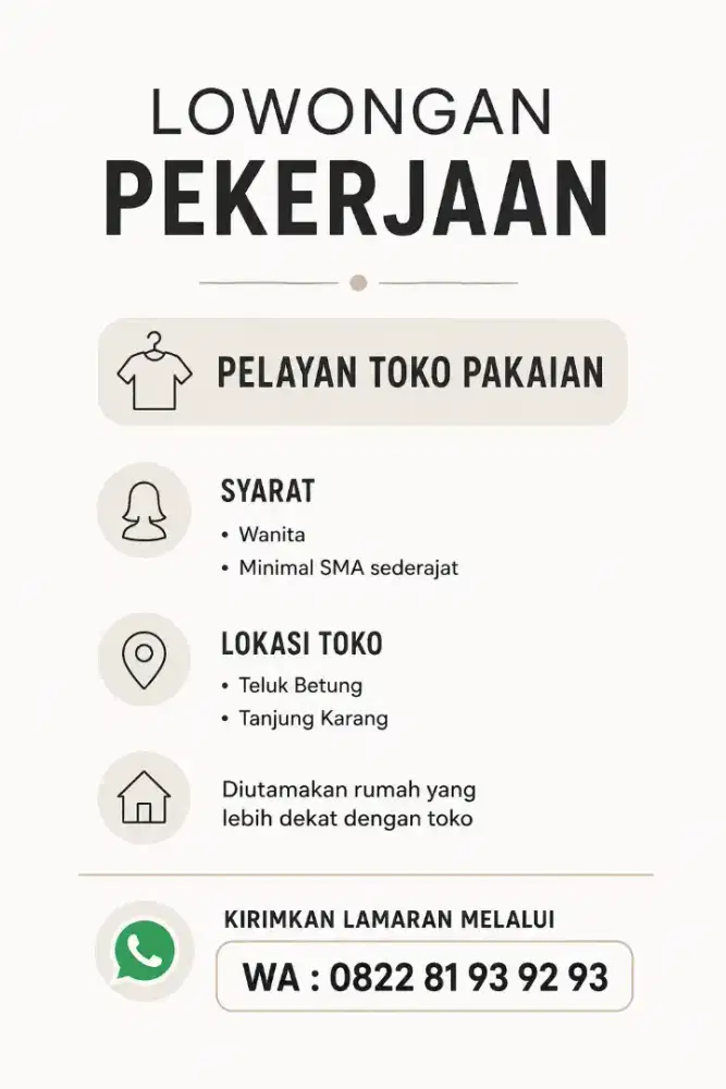 Pelayan Toko pakaian grosir
