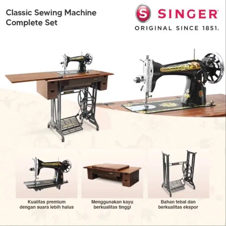 Mesin Jahit Manual / Dayung / Tradisional Singer Class 15 (FULL SET)