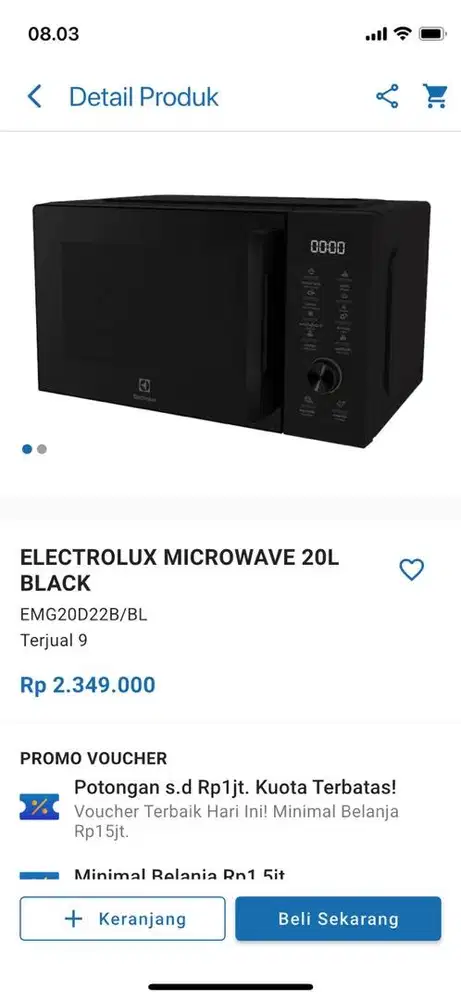 ELECTROLUX MICROWAVE 20L BLACK