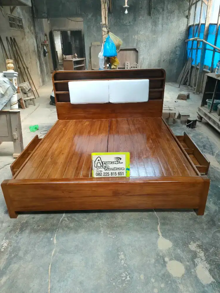 Tempat tidur minimalis full kayu jati