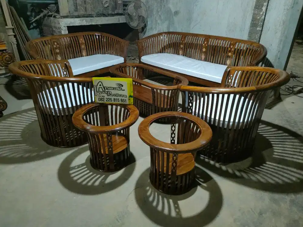 Kursi tamu minimalis kranjang full kayu jati