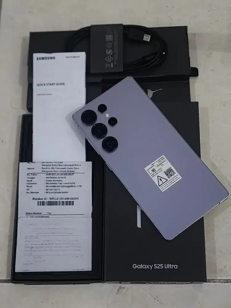 Samsung S25 Ultra 5G 12/256Gb, warna Silver Blue SEIN, 99,9% Mulus,