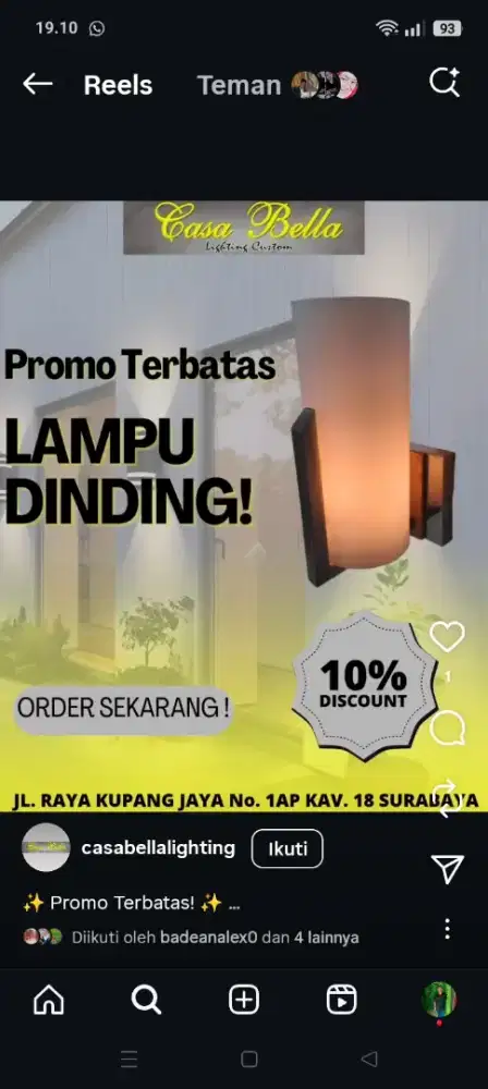 Lampu dinding elegan