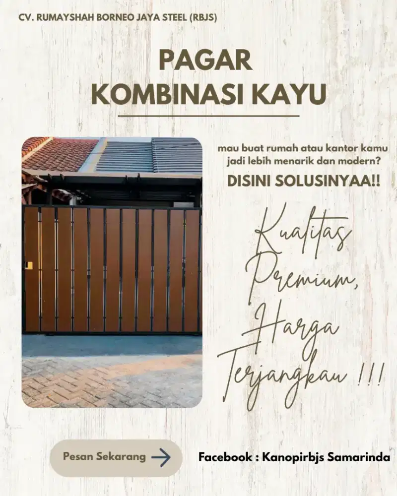 Pagar Kombinasi Kayu