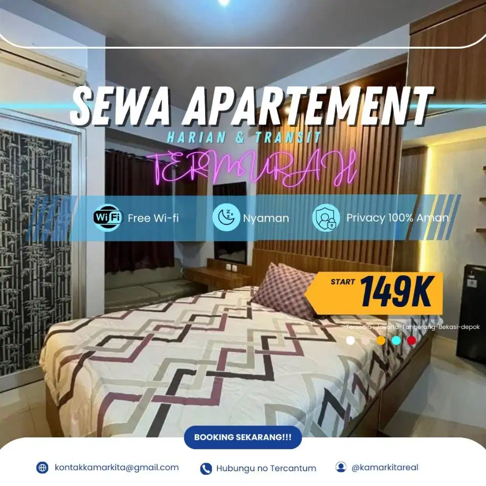 Sewa Apartemen COLLINS BOULEVARD Harian/Transit Termurah Tangerang
