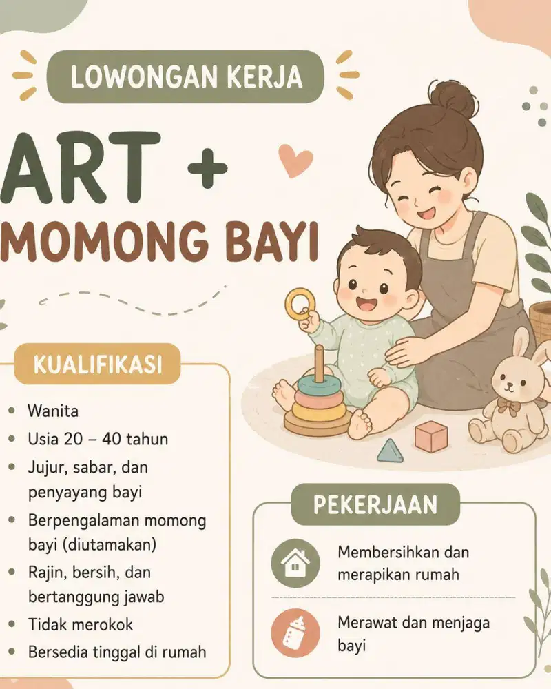 ART SERABUTAN (Momong dan beres rumah)