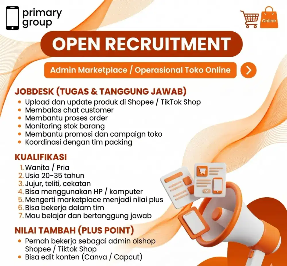 Dibutuhkan URGENT admin olshop