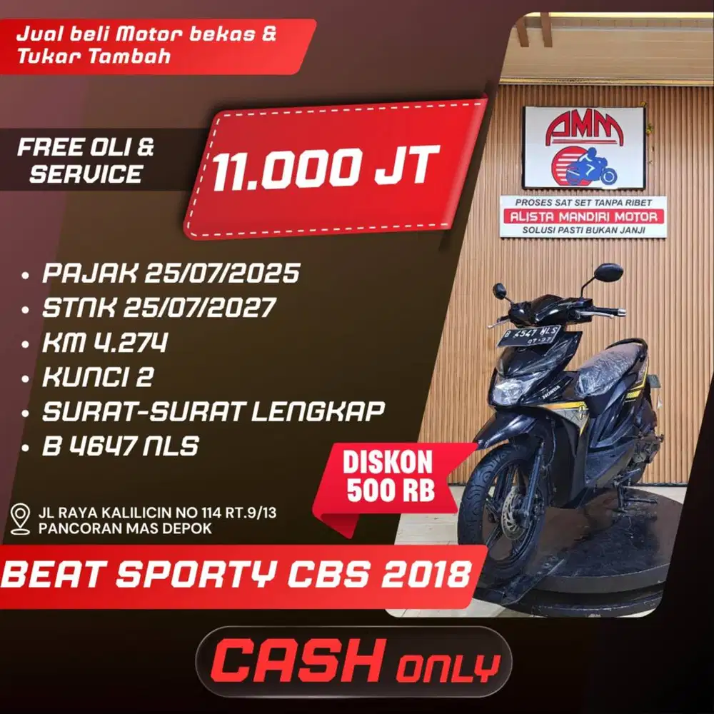 BEAT SPORTY CBS 2018 KUNCI 2 CASH ONLY SPAYLATER KREDIVO CC 0% ALISTA