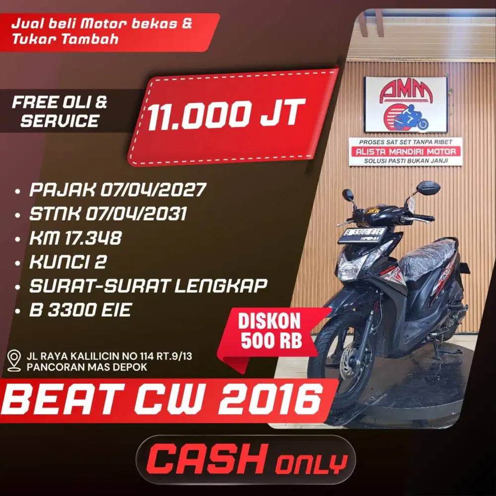 BEAT CW 2016 PAJAK HIDUP KUNCI 2 CASH ONLY SPAYLATER KREDIVO CC ALIST