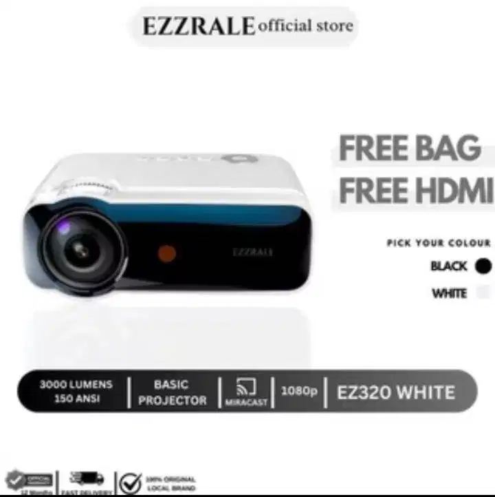 EZZRALE EZ320 FHD 1080P PROYEKTOR WIRELESS 150 ANSI
