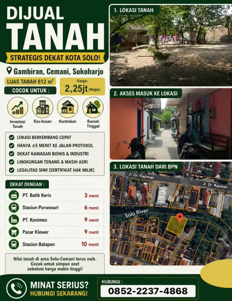 Dijual tanah strategis dekat pusat Kota Solo