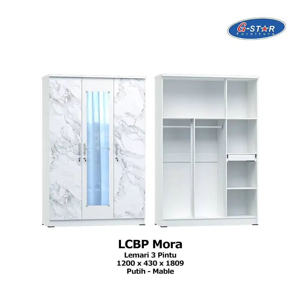lemari pakaian 3 pintu mora