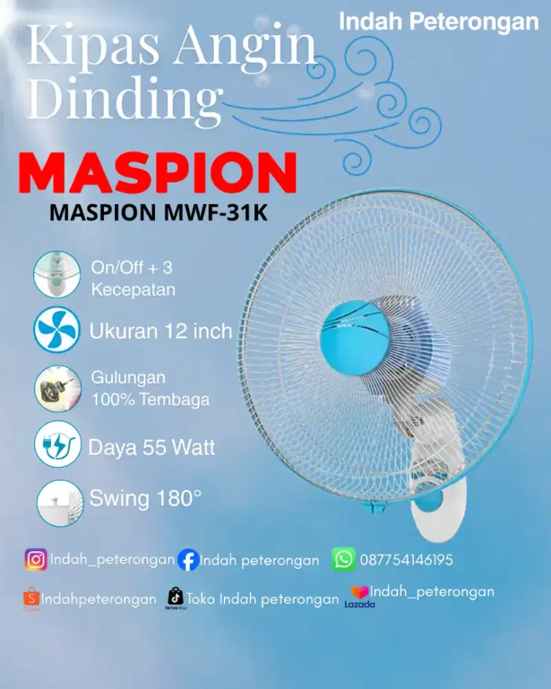 KIPAS ANGIN DINDING MASPION MWF-31K