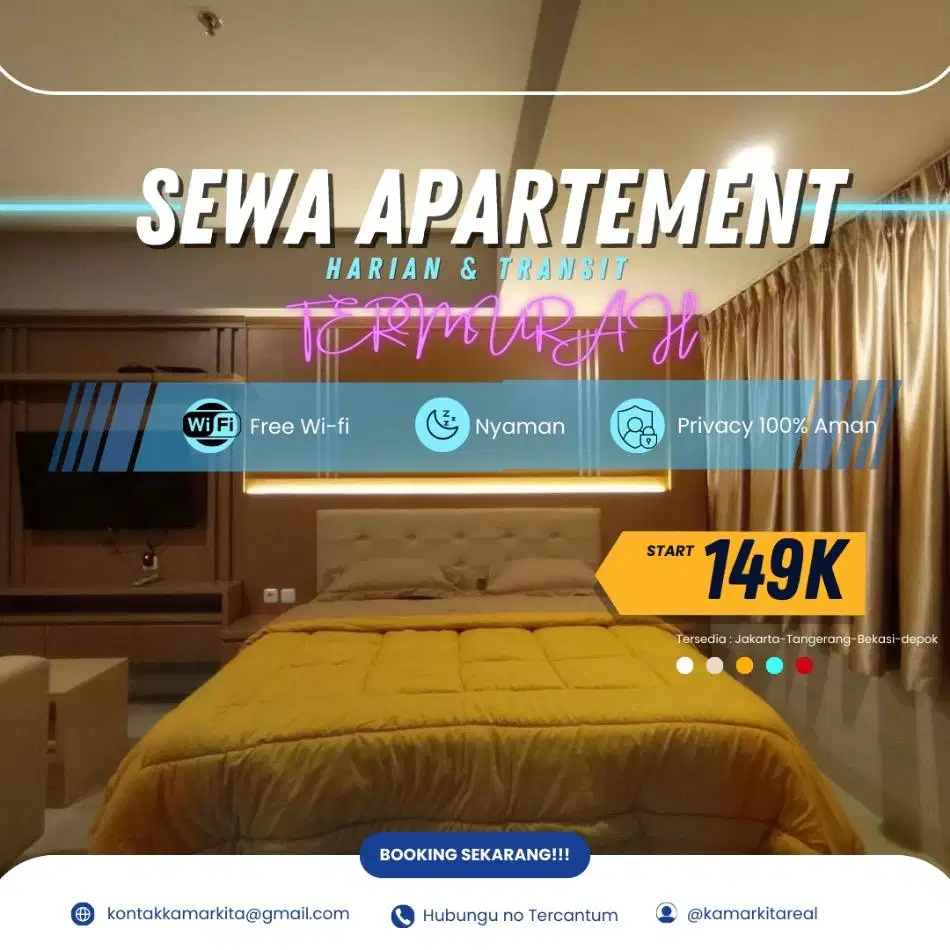 SEWA APARTEMEN BEKASI GRAND KAMALA LAGOON HARIAN/TRANSIT TERMURAH