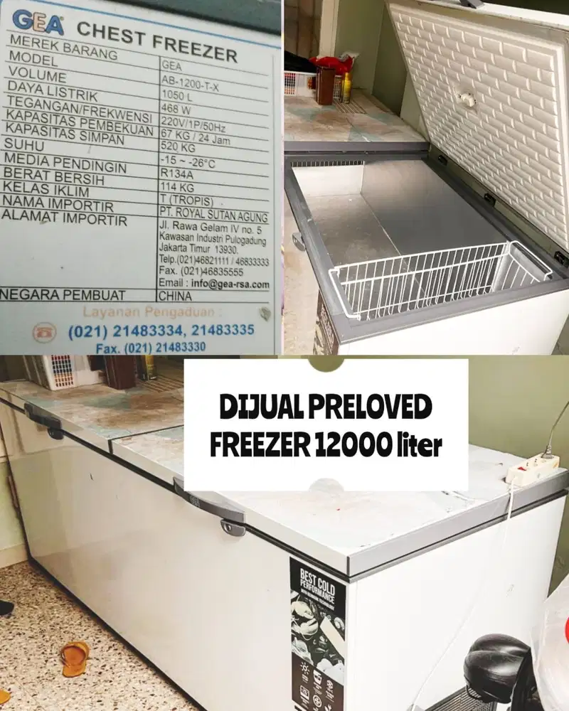 PRELOVED CHEST FREEZER 12000 liter kondisi mulus