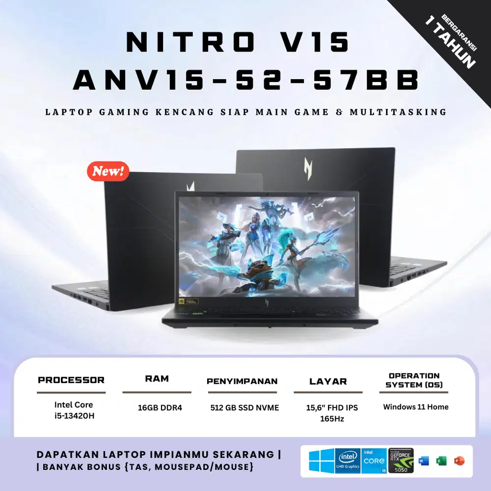 Laptop Nitro V15 ANV15-52-57BB Intel Core i5-13420H RAM 16GB SSD 512GB