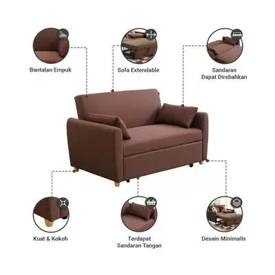 Selma Laguna Sofa Bed Fabric - Cokelat