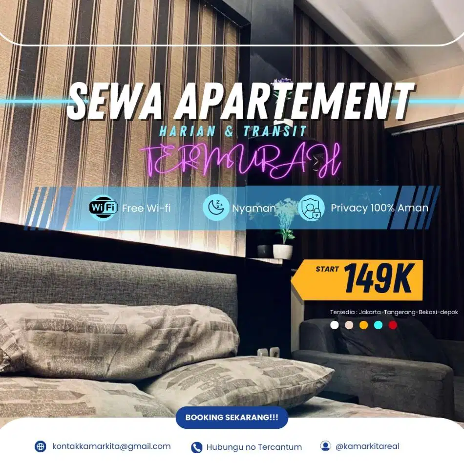 Sewa apartemen Harian/Transit Transpark Juanda Bekasi Timur Termurah
