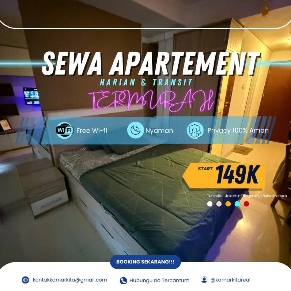 Disewakan Apartemen Depok Transpark Cibubur Harian/Transit Termurah