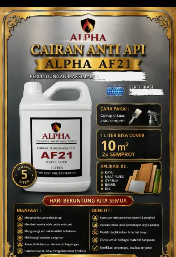 Cairan Anti Api AF21 Alpha kemasan 5Liter sertifikasi Sucofindo