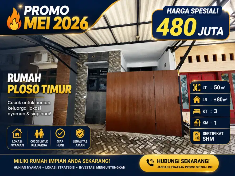 PROMO MEI 2026 Harga 480 Juta Rumah Ploso Timur surabaya