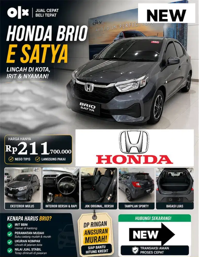 [Mobil Baru] Jual Honda Brio E Satya CVT Harga MURAH
